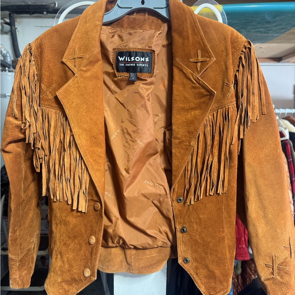 *SOLD* Fringed Suede Jacket - Tan Women's Jacket & Coat - Picture 2 of 2
